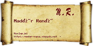 Madár René névjegykártya